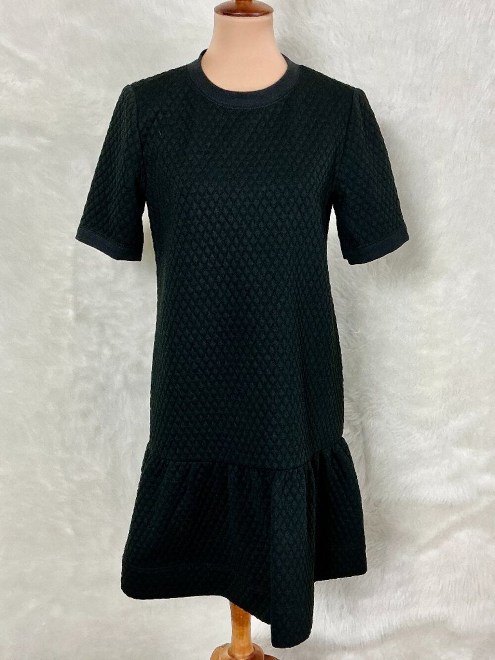 Kate Spade Black Diamond Knit Drop Waist Short Sleeve Dress Preppy NWT M